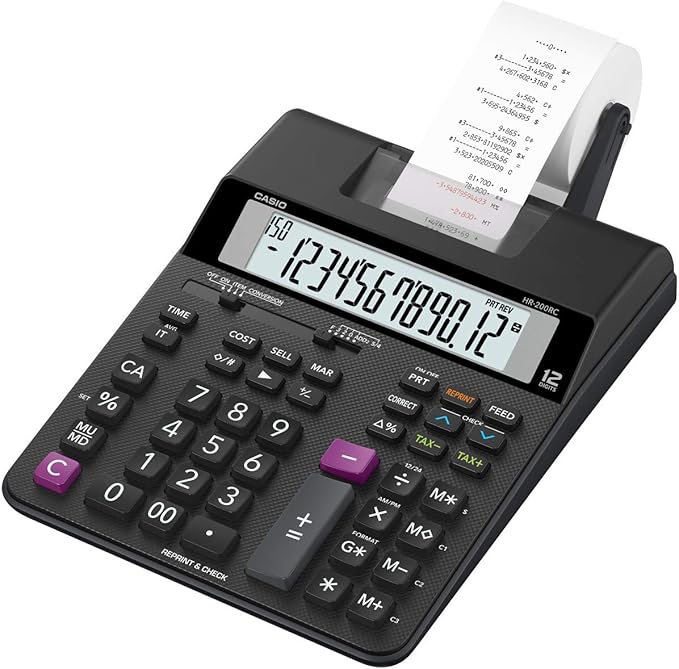 Casio HR-200RC – Desktop Printing Calculator with Dual-Color Print & 150-Step Check | Cost/Sell/Margin, Tax & Calendar | New Version of HR-150TM | Ideal for Accounting & Retail
