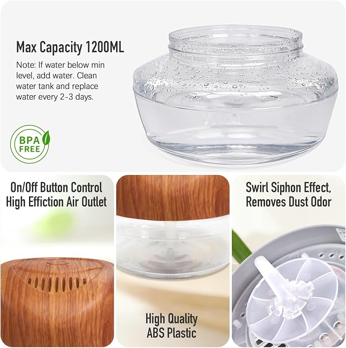 Water-Based Purifier Air Washer, Air Revitalizer & Freshener, Air Fresher with 7 LED Color Changing Light for Rooms (DarkYellow)