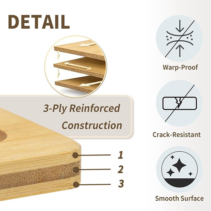 Utoplike Bamboo Cutting Board 16 x 12 in, Chopping Boards with Juice Groove | for Meat, Vegetables, Fruits, for Kitchen Countertop, 0.55"Th