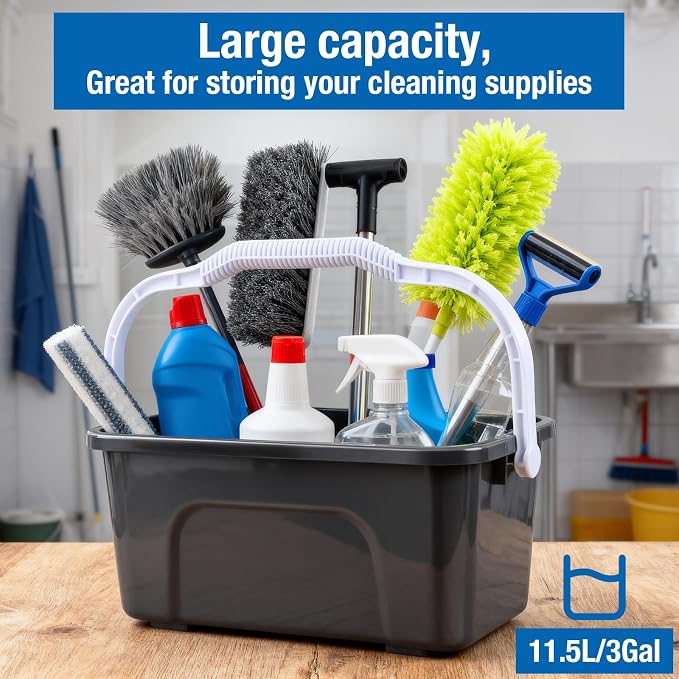 3 Gallon Mop Cleaning Water Bucket with Handle,4 Pack | Compact Square Plastic Bucket for Window Cleaning | Car Washing | Mopping & Household Cleaning Supplies Organizer Wash Bucket