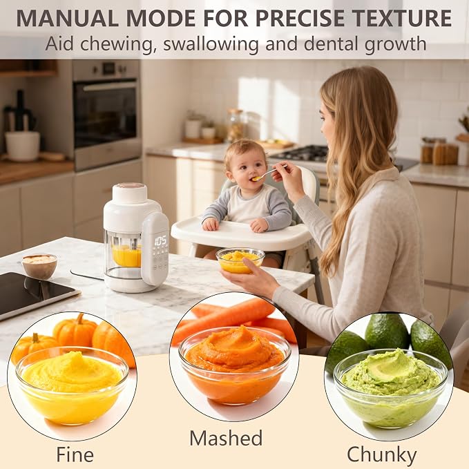 Baby Food Maker Glass 12oz Steamer and Blender Glass Reservoir & Bowl 9 in 1 Baby Food Processor with 6 Stainless Steel Blades Dishwasher Safe with Timer, Recipe