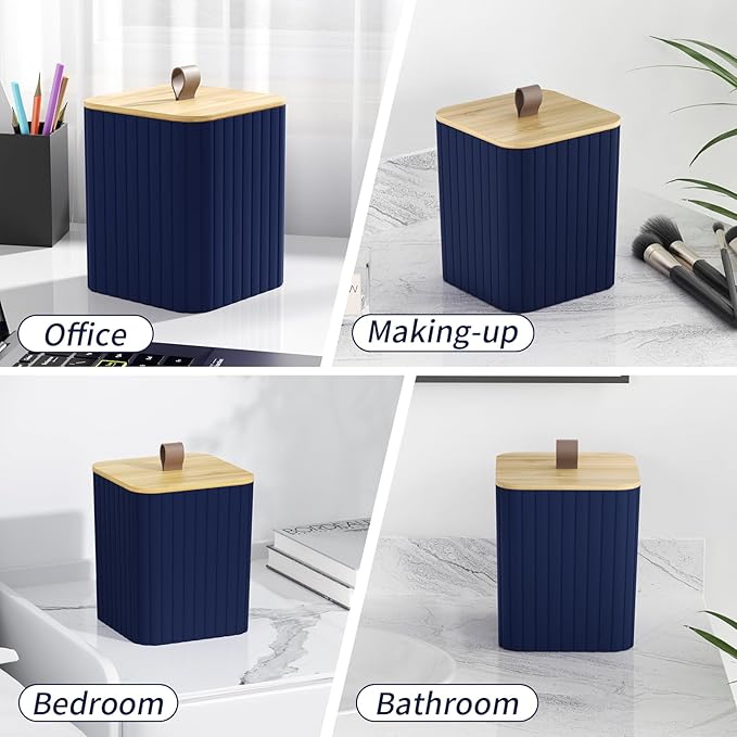 Bathroom Accessory Set - Navy Blue Bathroom Set, 12PC Bathroom Accessories Set, Blue Bathroom Accessories Set, Mini Trash Can, Toilet Brush, Trash Can & Soap Dispenser