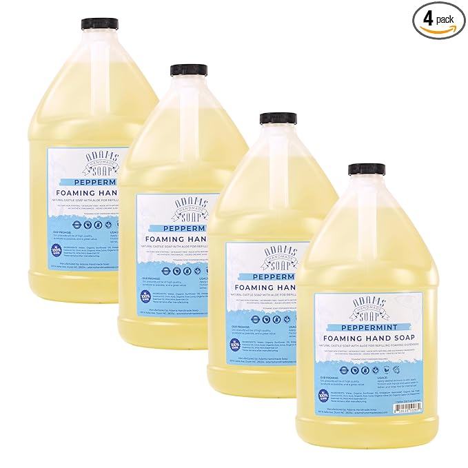 Adams Handmade Soap Liquid Foaming Soap 1 Gal - Peppermint (Pack of 4)