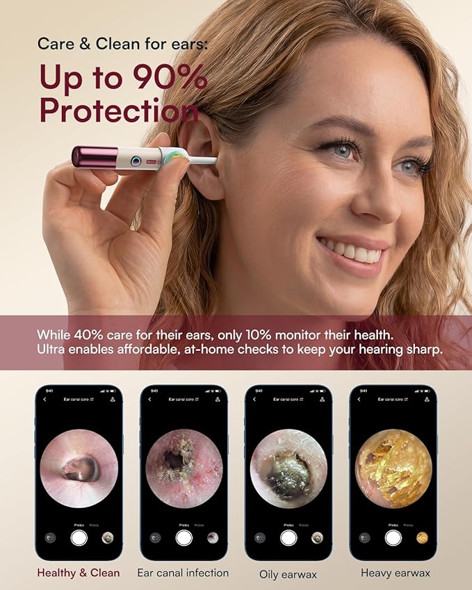 Bebird EarSight Ultra X 4K HD Ear Wax Removal Tool Camera with Luxury Gift Box, FSA HSA Eligible, Premium Smart Ear Cleaner Otoscope, Perfect Birthday Mothers Fathers Day Gift for Family, Burgundy Red
