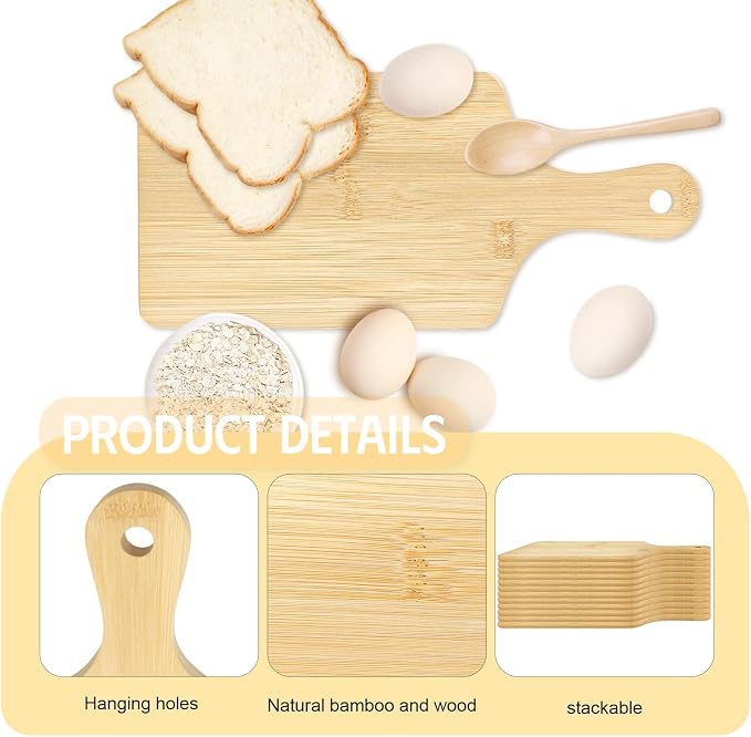 25 PCS Cutting Board Bulk Wood Chopping Board Laser Engraving Serving Board with Handle Charcuterie Boards for Customized Mother's Day Housewarming Gift 11" x 5" Bamboo
