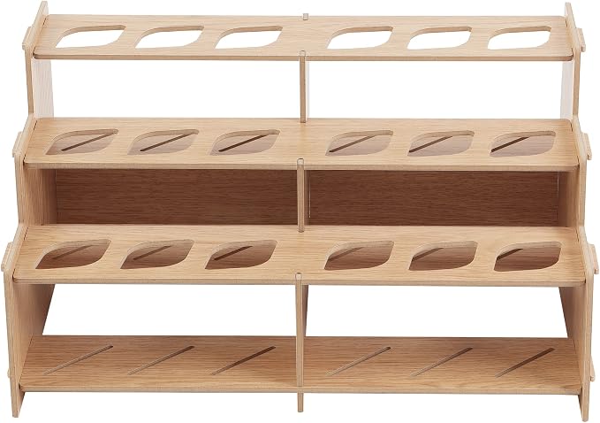 HG Art Concepts Mezzo Artist Paint and Brush Racks - Wood Grain Laminate Multi Layer Desk Stand Professional Storage Display Organizer for Paintbrushes and Tubes - Straight Rack 2