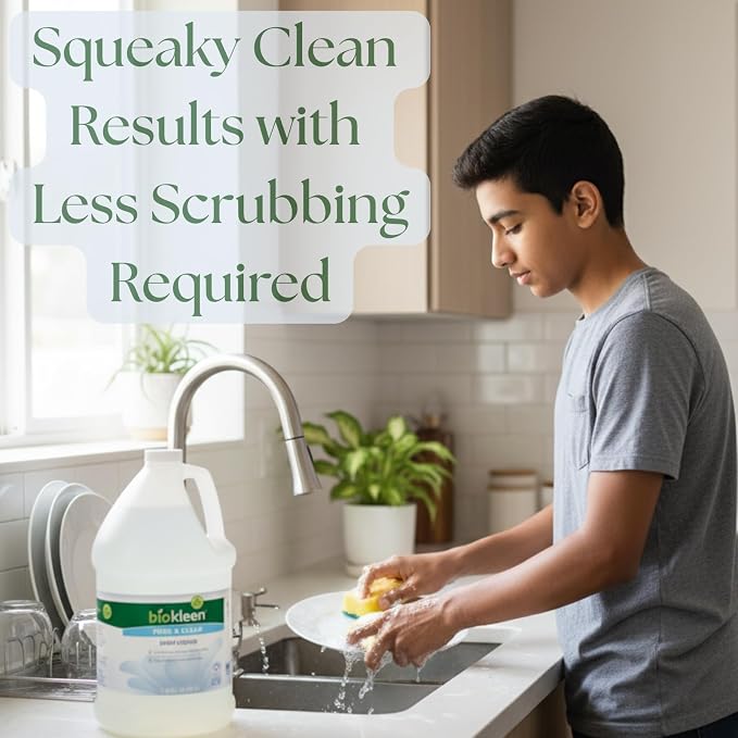 Biokleen Free & Clear Dish Soap - Dish Liquid, Dishwashing Cleaner, Eco-Friendly, Non-Toxic, Plant-Based, No Artificial Fragrance, Colors or Preservatives, Unscented (Pack of 2)