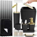XLHOMO Bathroom Accessory Set - 24PCS Luxury Bathroom Accessories Set, Bathroom Sets with Shower Curtain and Rugs, Black Bathroom Set with Trash Can, Toothbrush Holder & Soap Dispenser for Home Decor