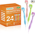 24-Pack Pre-Pasted Mini Travel Toothbrushes, Individually Wrapped Value Pack, Disposable Toothbrushes with Toothpaste, Waterless Single-Use Extra Soft Bristle for Adults, On-The-Go & Braces