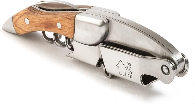 Prestige Waiters Corkscrew By Coutale Sommelier - Naturalwood - Handmade and Sustainable Pinewood Crate - French Patented Spring-Loaded Double Lever Wine Bottle Opener for Bartenders and Gifts