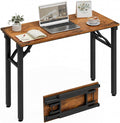 XBurmo Folding Desk Foldable Table, No Assembly 35.8" Foldable Desk Space-Saving Workstation for Small Space, Computer Table, Flat Storage for Home Office, Bedroom, Dorm, Study Room, Rustic Brown
