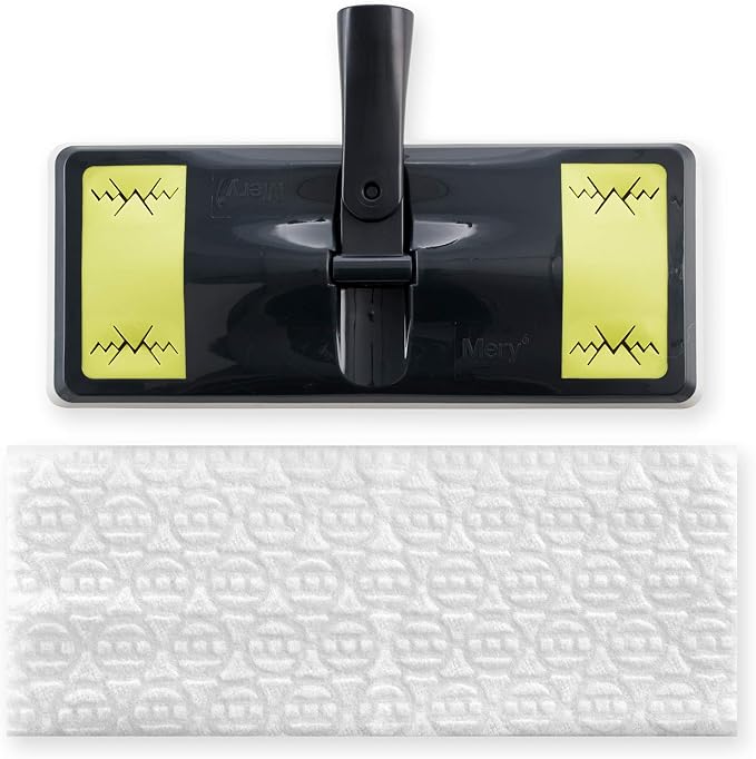 Mery Dust Catcher Mop with 10 Refills, PP,TRP Non Woven, Grey, Lime and White, 28.5 x 10.5 cm, Cloths 29.5 x 21.5 cm