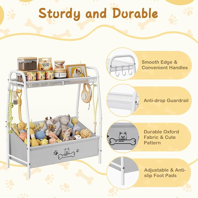 Lomivra Large Dog Toy Basket (23.6"x11.2"x9.7"), Dogs Toy Bin with Storage Organizer, Trapezoid Toy Box for Dog Stuff Accessories, Pet Toy Storage Holder Chest for Cat Dogs Essential Supplies