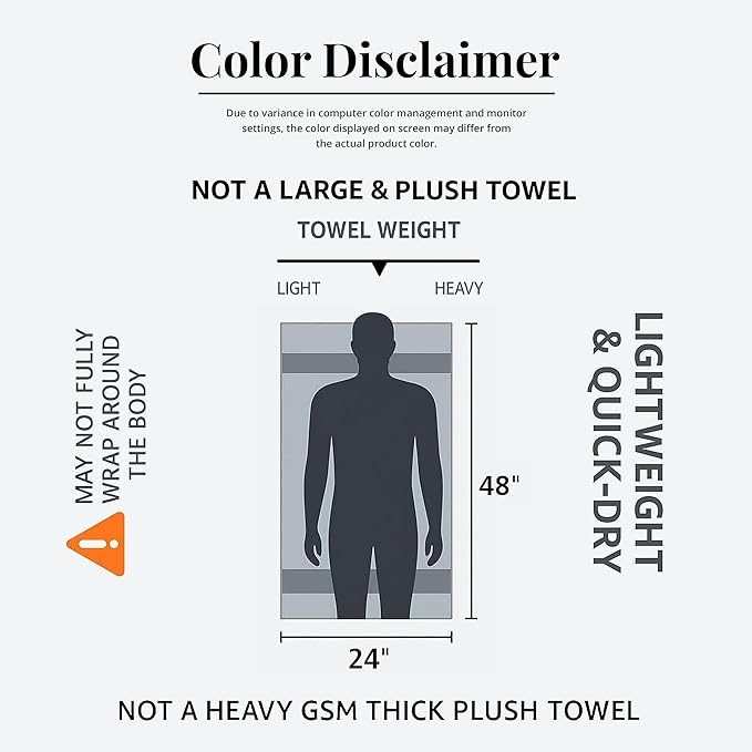 Medium Size Bath Towels Set of 6 – 100% Cotton Terry – 24" x 48" – Quick Dry, Soft & Highly Absorbent – Ivory Towels for Bathroom, Gym, Spa, Pool & Daily Use