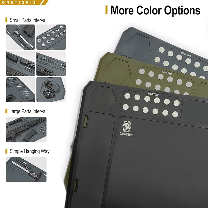 OneTigris Gun Clean Mat Magnectic for Table, Extra Large 48"x16" Anti-Slip Rubberized Repair Mat for Gun Parts, Protects Work Surface from Solvents and Oils