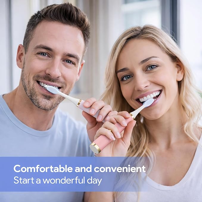 2 Pack Electric Toothbrush for Adults (White & Pink)