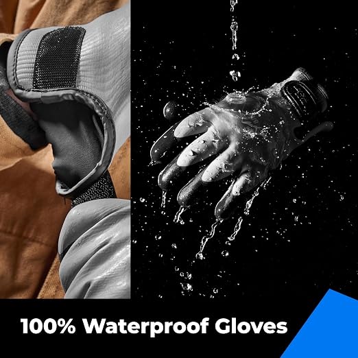 toolant 100% Waterproof Winter Work Gloves, Thermal Insulation with Grip | Touchscreen, Freezer Work for Men and Women, Cold Weather Work & Outdoor Tasks, Grey, X-Large