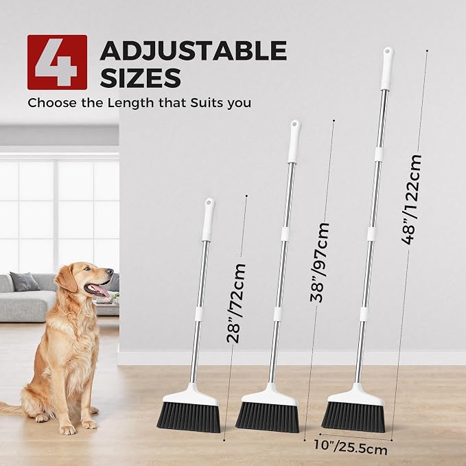 Handy Broom, Indoor/Outdoor Brooms, Duty Kitchen Broom, for Home Garage Kitchen Office Courtyard Lobby Patio Lawn Concrete (1, White)