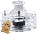 PETIMI Glass Cat Water Fountain, 2.7L/91 oz Ultra-Quiet Pet Fountain, Automatic Water Dispenser for Cats & Small Dogs, Spill-Resistant Pet Water Bowl, BPA-Free, Includes 2 Filters, Effortless to Clean