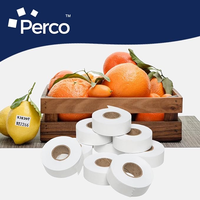 Perco White Price Marking Labels - 90,000 Blank Labels for Garvey 22-66/22-77/22-88 Two Line Pricing Gun with Ink Rolls Included - 90 Rolls, 10 Sleeves - Made in USA