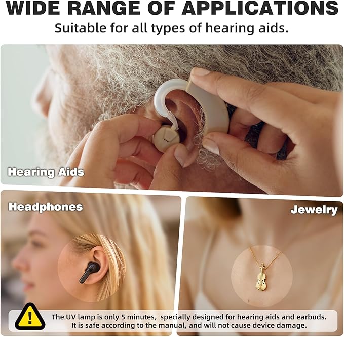 Hearing Aid Dryer Dehumidifier, Automatic Shut-Off Dryer Box Drying Box for Hearing Aids, Portable Fast Drying Dehumidifier for Hearing Aids, Earbuds, AirPods, Amplifiers