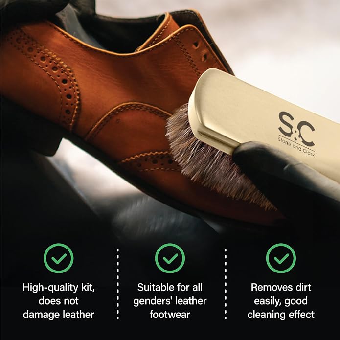Stone and Clark Original Shoe Polish & Care Kit - Leather Shoe Shine Kit for Men & Women