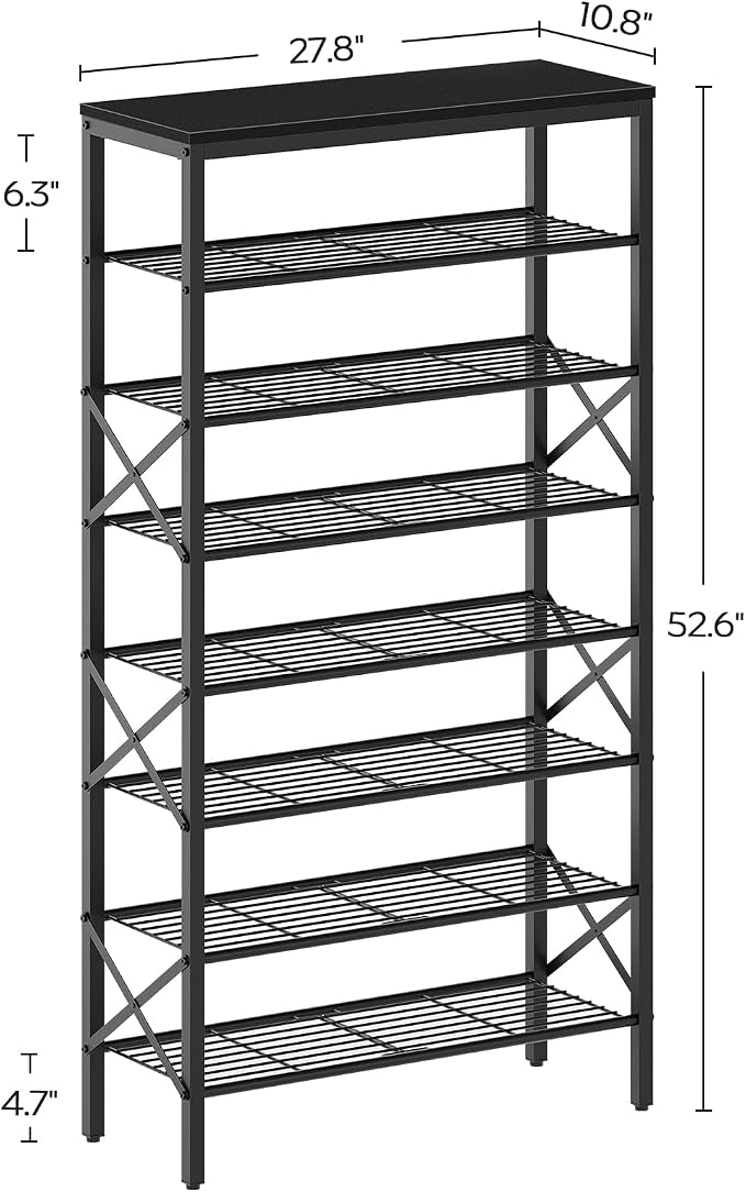 YATINEY 8 Tier Shoe Rack, Large Capacity Shoe Storage Organizer Holds 32 Pairs, Sturdy and Stable, for Entryway, Hallway, Closet, Dorm Room, Black SS08BB