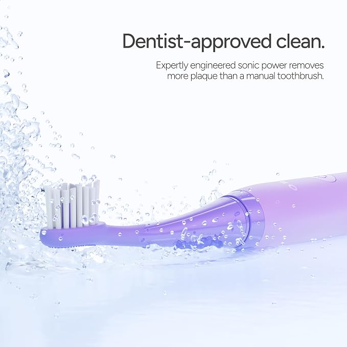 ORDO Sonic Lite Electric Toothbrush, Adults, Rechargeable, USB-C, Lavender | Rechargeable sonic electric toothbrush, 35,000 pulses/min, dual modes, smart timer, 5+ week battery, USB-C charger