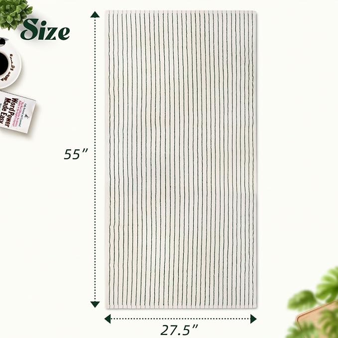 Jacquotha Green Striped Bath Towels Set of 2 | Lighter & Quick Dry Towels Large 27.5 x 55 inches, Farmhouse for Bathroom Decor, Shower, Pool Days