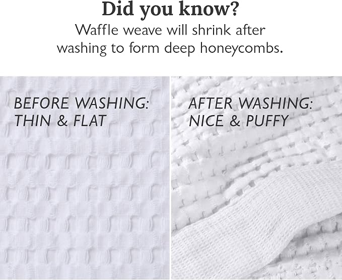 GILDEN TREE Waffle Towel Set Quick Dry Thin | 2 Bath Towels | 2 Hand Towels | 2 Washcloths, Modern Style (White)