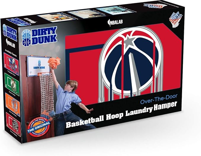 The Dirty Dunk Basketball Hoop Laundry Hamper - Washington Wizards, NBA, Red/Black