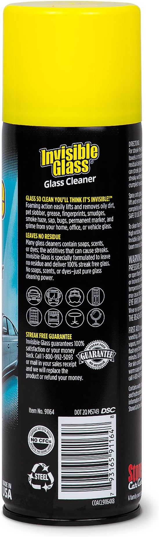 Invisible Glass 91164-2PK Premium Aerosol Glass Cleaner Spray for Car Windshields and Windows, Automotive and Home Window Cleaner, Streak-Free, Ammonia-Free, Tint-Safe – 19 oz (Pack of 2)