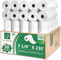 Phenol Free Thermal Paper 3 1/8" x 230', 50 Rolls Thermal Receipt Paper, BPA BPS Free Receipt Rolls for POS Systems and Credit Card