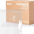 6" x 6" Heavy-Duty Zip Bags - 200 Count - Clear Plastic Reclosable Zipper Baggies, 4 Mil Thick Freezer Storage Poly Bags with Resealable Zip Top Lock for Packaging Food, Tools & Sharp Objects.