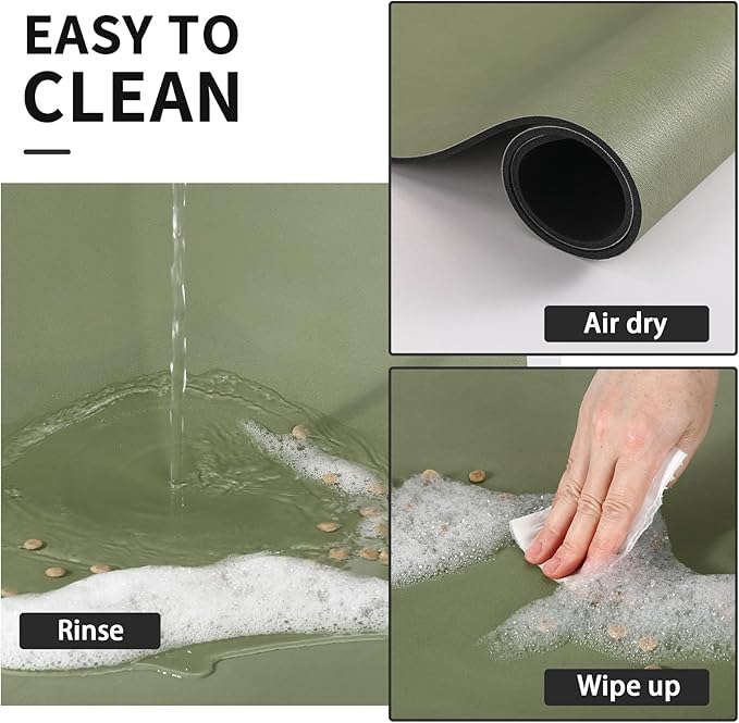 HotLive Dog Food Mat - Absorbent Cat Mat for Food and Water, No Stains Pet Feeding Bowl Mat, Easy to Clean Pet Placemats, Quick Dry Dog Water Dispenser Mat for Messy Drinkers | Paw Green 18"x 28"