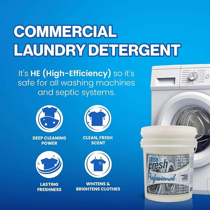Ultra Fresh® Professional™ Commercial Laundry Detergent, Free & Clear, 5 Gal – Liquid with Easy Dispensing Pump for All Machine Types, up to 640 Loads