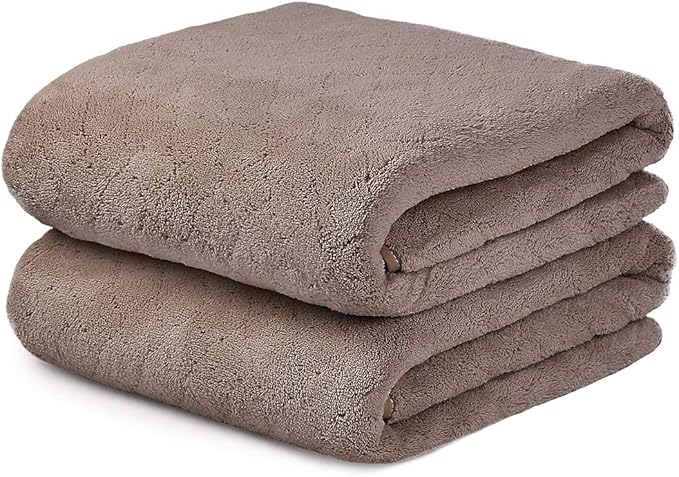 JML Microfiber Bath Towels, 2 Pack, 30 in x 60 in, Chocolate | Hanging Loop, Super Soft, Absorbent, Lint Free, Fade Resistant, Lightweight, Quick Dry, Use for SPA , Sauna, Salon Hair Wrap