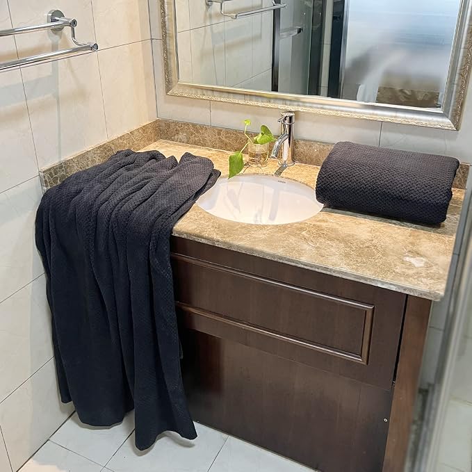 YTYC 39x78 Bath Sheets,Towels for Bathroom,Black,2-Pieces | Extra Large Bath Towels, Super Soft,Highly absorbent,Hanging Loop,Quick Drying,Light Weight,80% Polyester