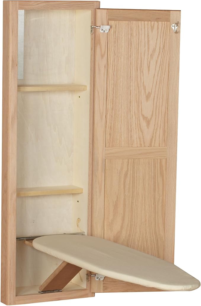 Household Essentials Oak Finish In-Wall Ironing Board Cabinet
