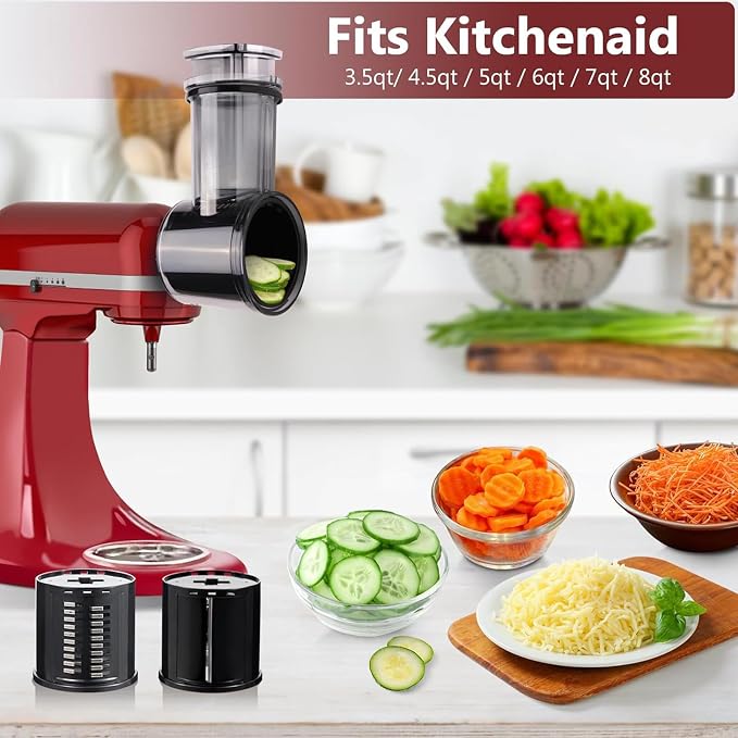 Vegetable Salad Maker Shred Cutter Cheese Grater Slicer Peeler Shredding Attachment for 3.5QT 4 6QT 7QT Vegetable Slicer Attachment Mixer Fine Set Restaurant Supplies Food Equipment