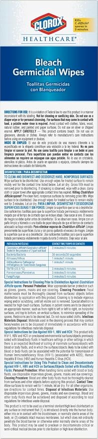 CloroxPro Healthcare Bleach Germicidal Wipes, Healthcare Cleaning and Industrial Cleaning, Clorox Wipes, 50 Count Individually Wrapped Wipes - 31424