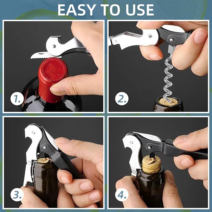 24 Pack Colorful Corkscrew Wine Openers Upgraded Heavy Duty Stainless Steel Wine Opener Bulk Double Hinged Wine Key for Serves Waiters Bartenders Party Wine Opener Favor (Colorful)