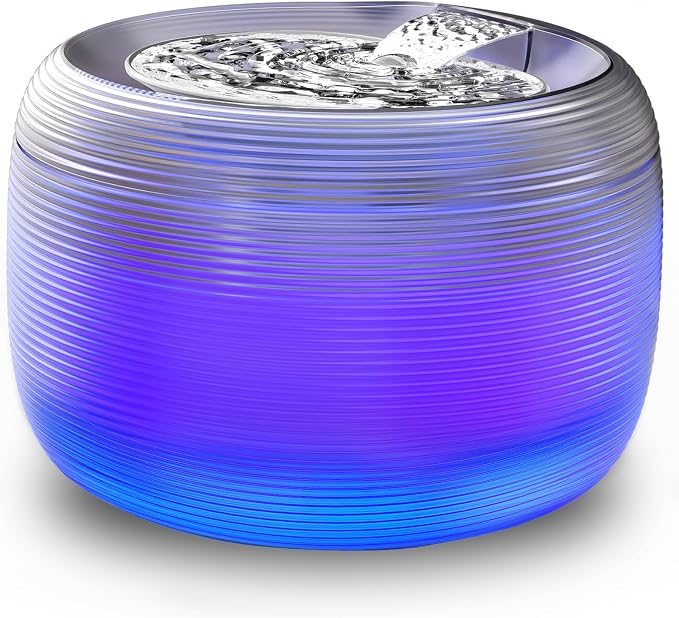 SIBAYS 3.5L Cat Water Fountain, 118oz Large Capacity Cat Fountains for Drinking with Water Level LED Light, Quiet Automatic Pet Water Fountain for Cats Indoor, Dog Water Dispenser Easy to Clean F-016B