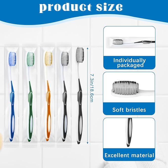 Maxcheck 200 Pack Colorful Prepasted Disposable Toothbrushes Bulk Individually Wrapped Toothbrushes with Toothpaste for Travel Hotel Donation Homeless Gift (Morandi Color)