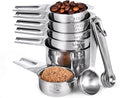 Measuring Cups and Spoons 12 Pieces: U-Taste 18/8 Stainless Steel Kitchen Metal Measure Gadgets, Heavy Duty Stackable Portion Teaspoon Tablespoon Scoop for Baking Cooking Dry & Liquid Food Ingredient