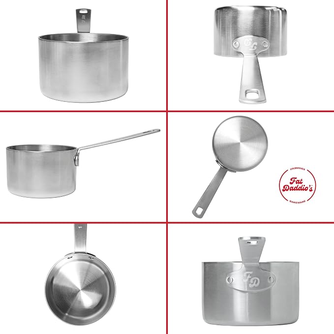 Fat Daddio's MCS-SET Stainless Steel Measuring Cups and Spoons Set, 4 cups, 6 spoons, Kitchen Gadgets for Baking & Cooking