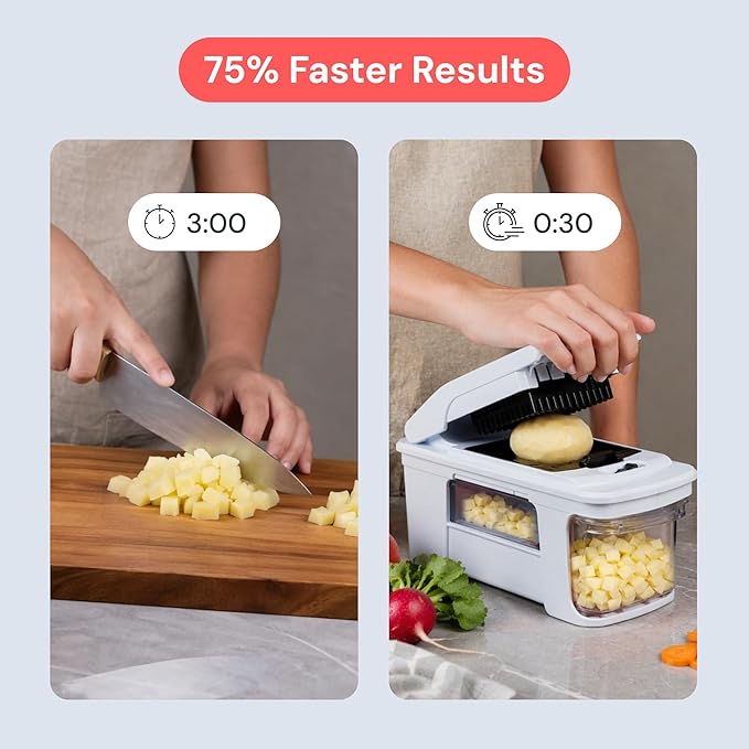 Fullstar XL Vegetable Chopper & Mandoline Slicer – Vegetable, Onion, Potato, Food, Veggie & Fruit Slicer, Dicer & Spiralizer with Pull-Out Catch Tray, Kitchen Gadgets & Gifts (11 in 1, Black/White)
