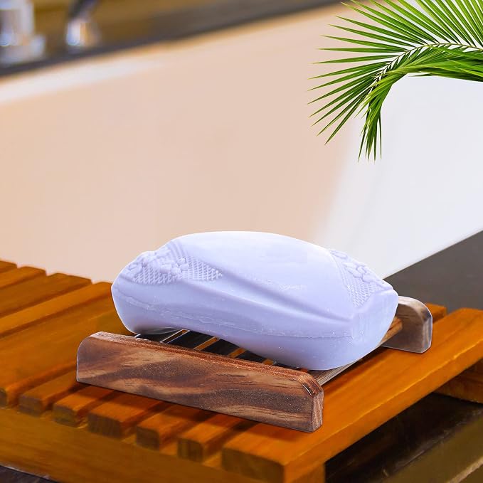 Amyhill 70 Pcs Bamboo Wood Soap Dish Bulk Bathroom Wooden Soap Holder Savers Self Draining Dishes Handcraft Tray, 3.3 x 3.3 x 0.67 Inch (Charcoal Color)