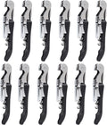 RECUTMS Corkscrew 12 Packs Wine Opener Wine Keys Bulk Stainless Steel Fold Beer or Bottle Opener Serrated Foil Cutter, Perfect for Bars Restaurants Family Company Party(Black)