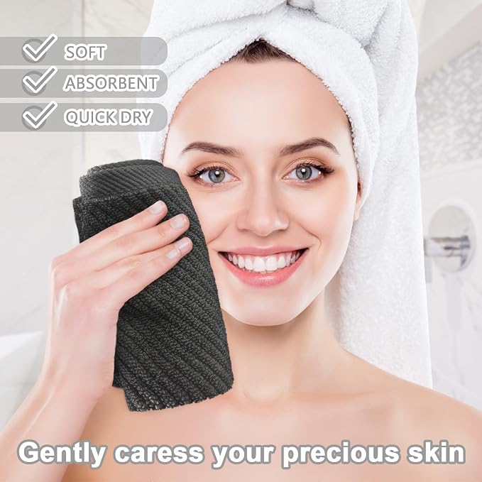 VOOVA & MOVAS Washcloths 6PC, 100% Cotton, 13x13 in, Dark Gray | Thick, Quick Dry, Wash Cloths For Showering, Bathroom Gift Set, Perfect For Home, Spa, Housewarming Gift